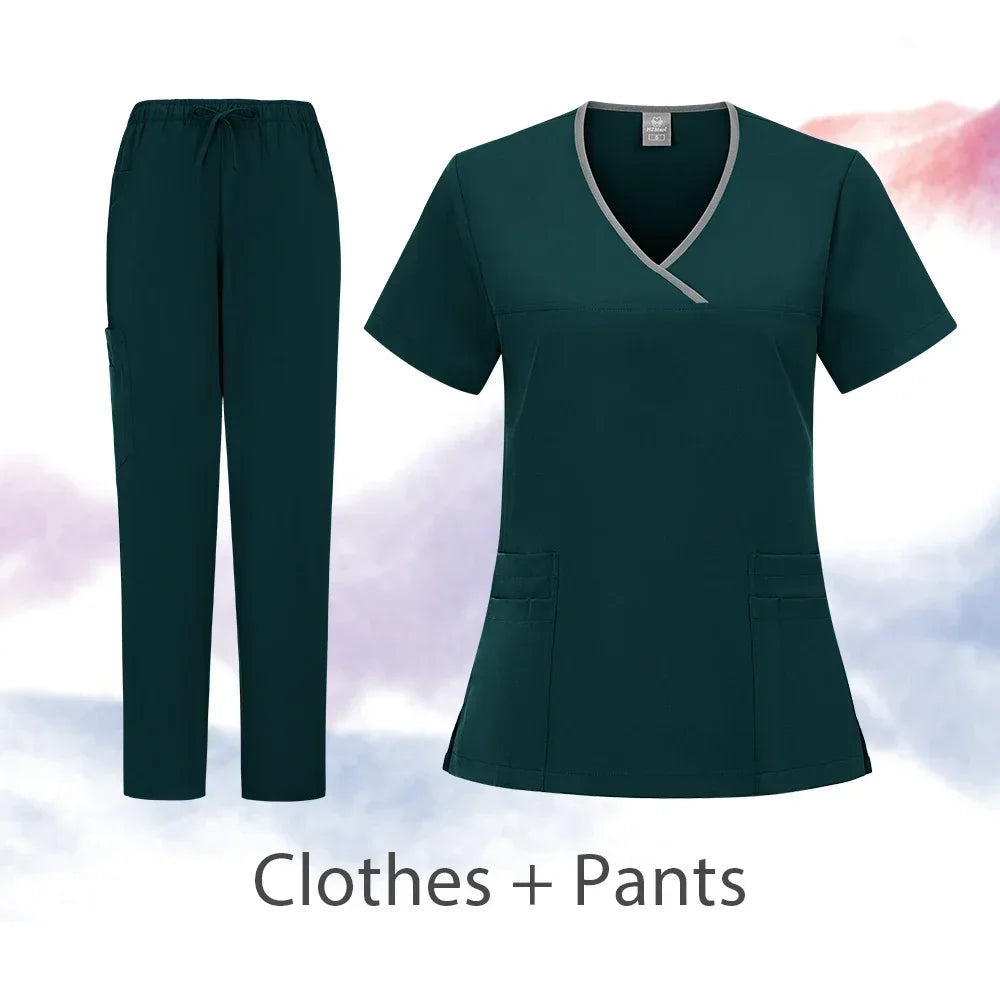 Nurse Scrubs New Fashion Medical Scrub Soft Breathable Jogger Pants Set Surgical Uniforms Woman Nursing Clinical Doctor Workwear