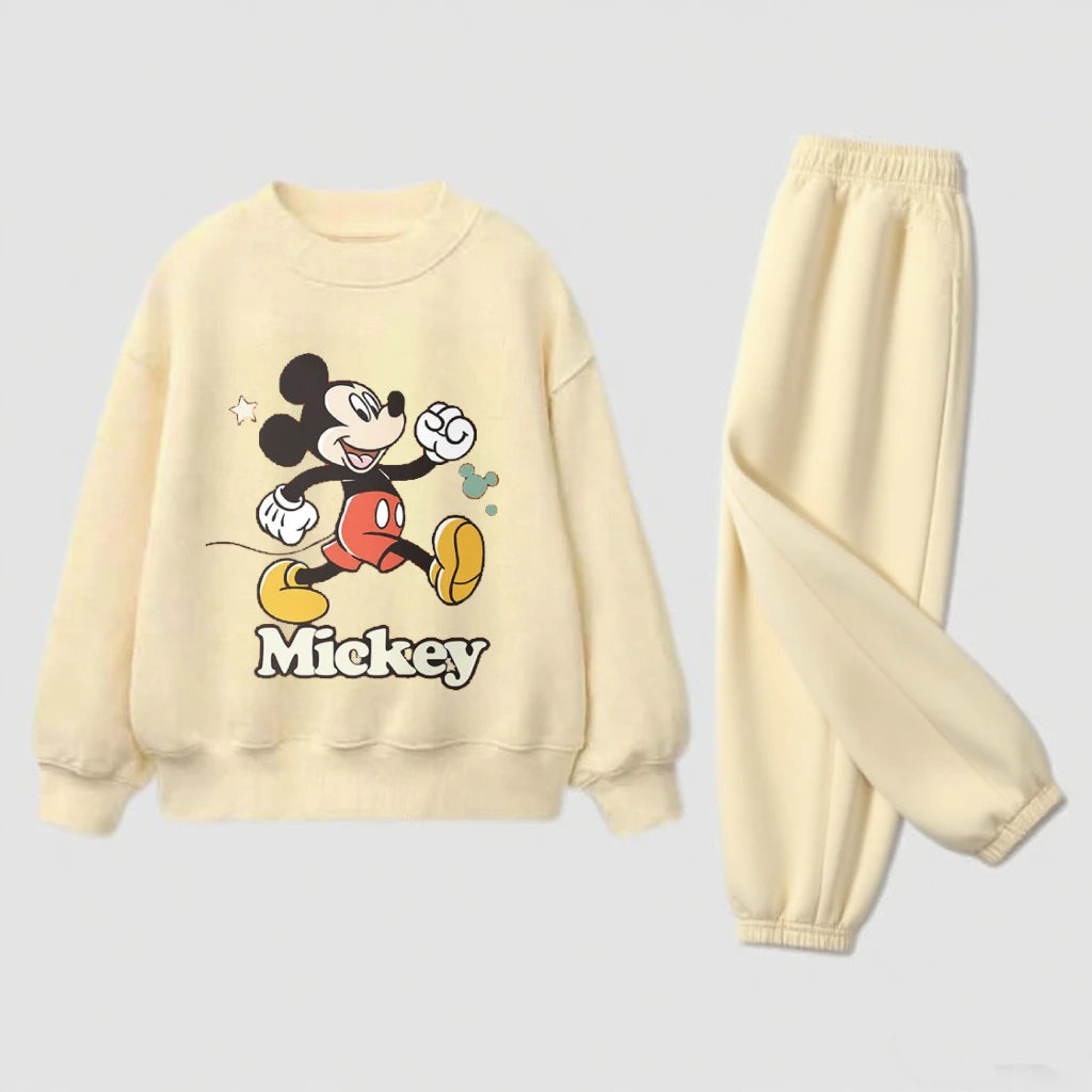 Autumn Costume For Child Yellow Sweatshirt+Pans Two-piece Round Neck Tops Loose Sports Clothes Simple Girls Boys Baby Outfits