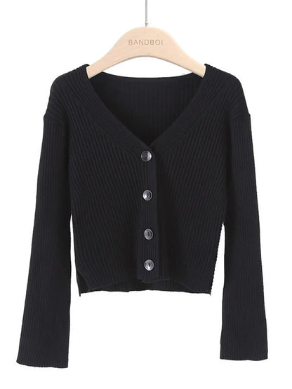 Autumn Women Long Sleeve Knitted short Cardigan Sweater Winter Casual Loose V Neck Bottons Sweater Coat Elegant Winter Clothes