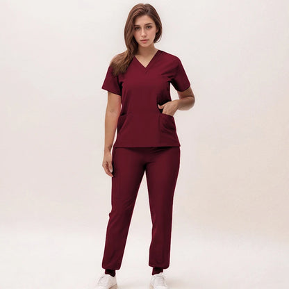 2025 New Nurse Uniforms V-neck Top Jogger Pants Scrub Sets Surgical Workwear Dentist Nursing Suit Hospital Doctor Outfit S21