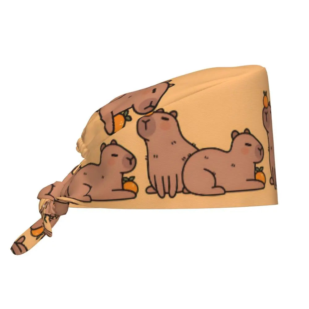 Custom Cartoon Capybara Medical Staff Scrubs Hat Women Men Comic Doctor Nursing Surgical Cap Scrub Caps