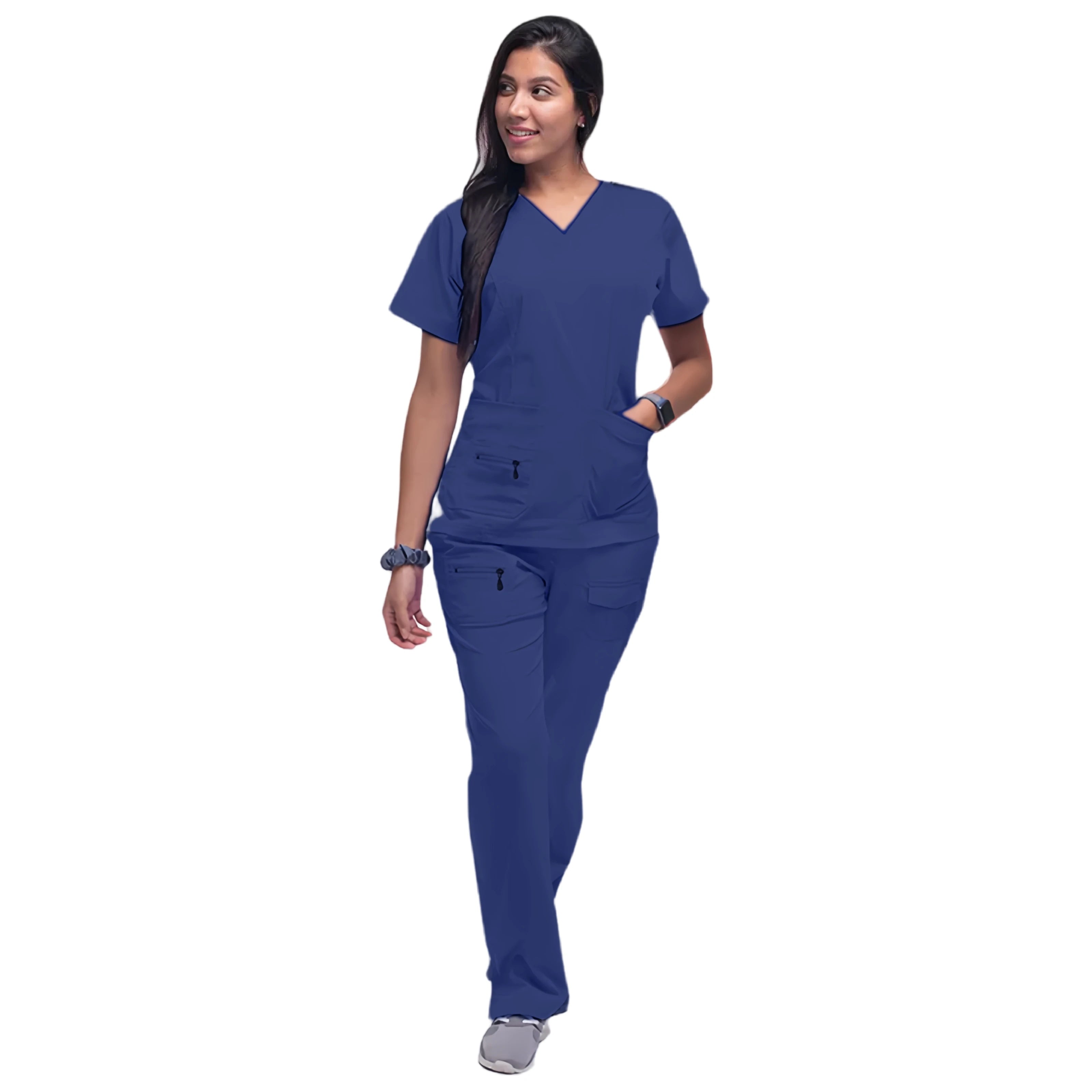Latest Scrubs Uniforms Sets Nurse Surgical Uniforms Doctor Blouse Woman Hospital Scrubs Set with Pocket Dentist Clinical Tshirt