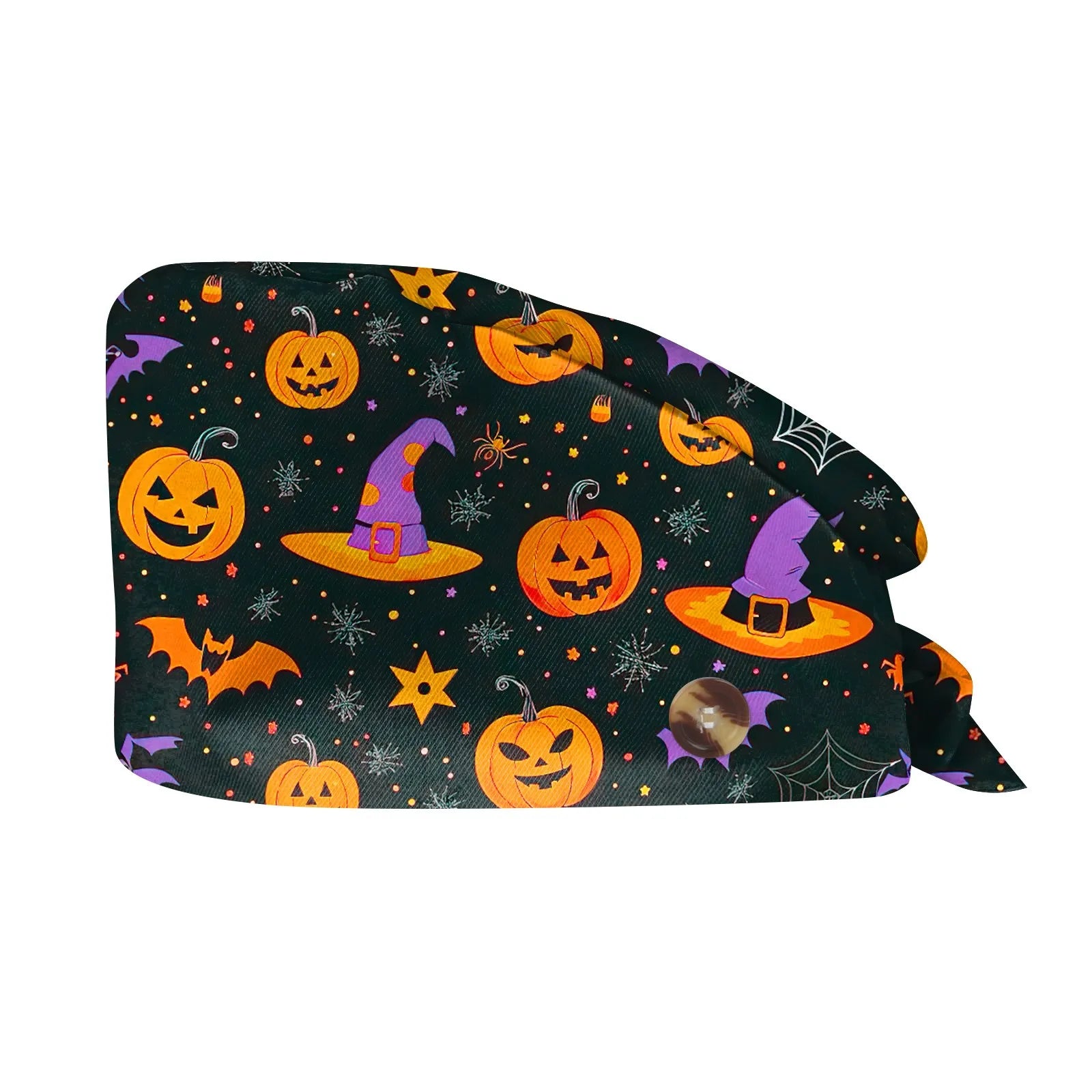 Halloween Print Work Cap Fashionable Casual Women's Printed Elastic Scrub Hat Unisex Work Caps Nurse Accessories Nurse Cap