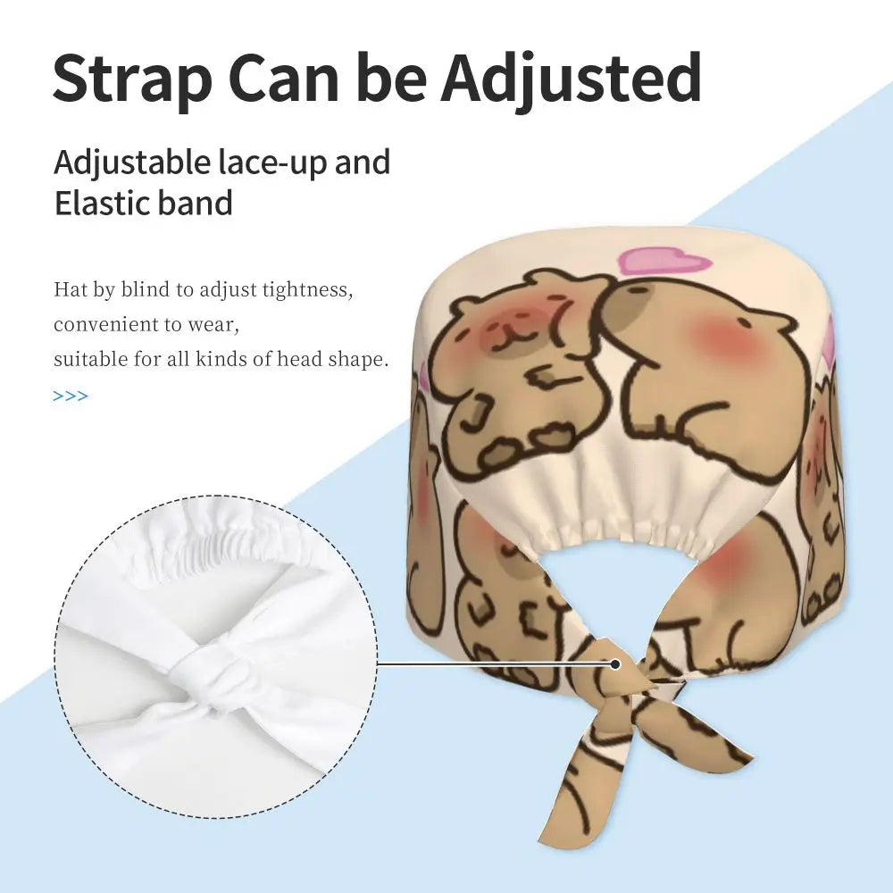 Custom Cartoon Capybara Medical Staff Scrubs Hat Women Men Comic Doctor Nursing Surgical Cap Scrub Caps