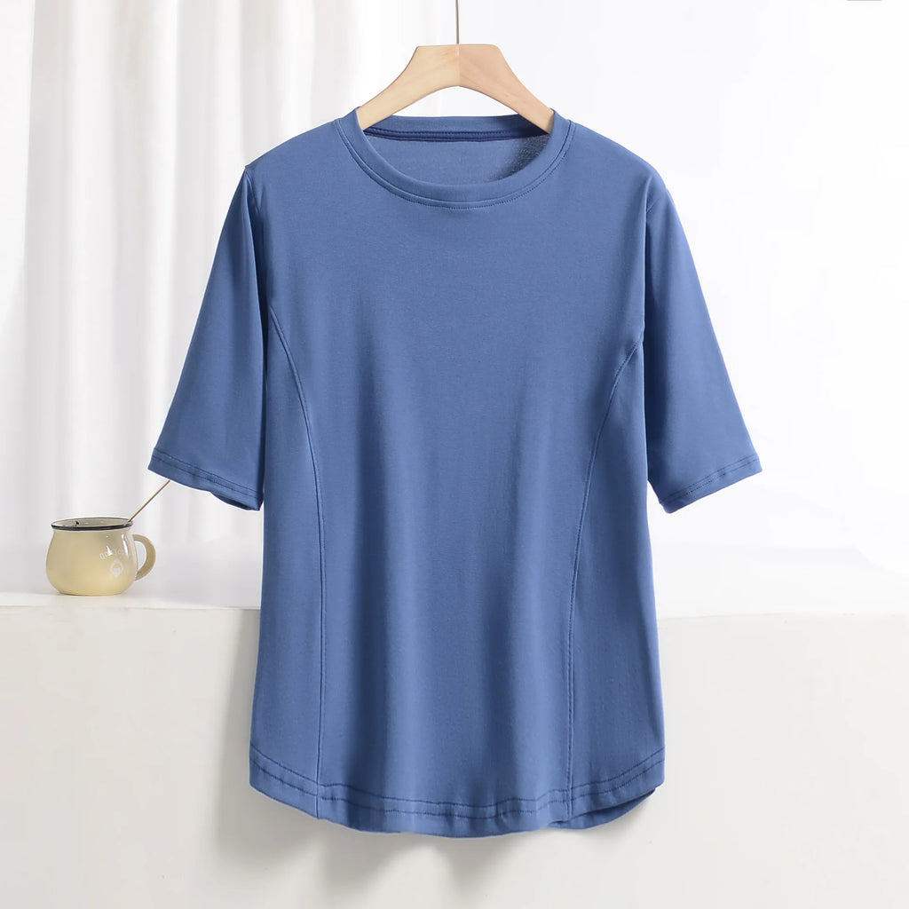 XL to 8XL plus size O-Neck Tshirts Women's basic T-shirt solid color half sleeves summer simple Tee Tops Bottoming Tees all mat