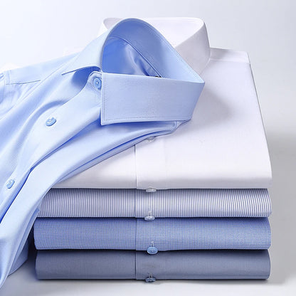 Spring and Autumn New Men's Long-sleeved, Iron-free, Three-proof, Pocket-free Business Attire, White Shirt, Men's Formal Wear