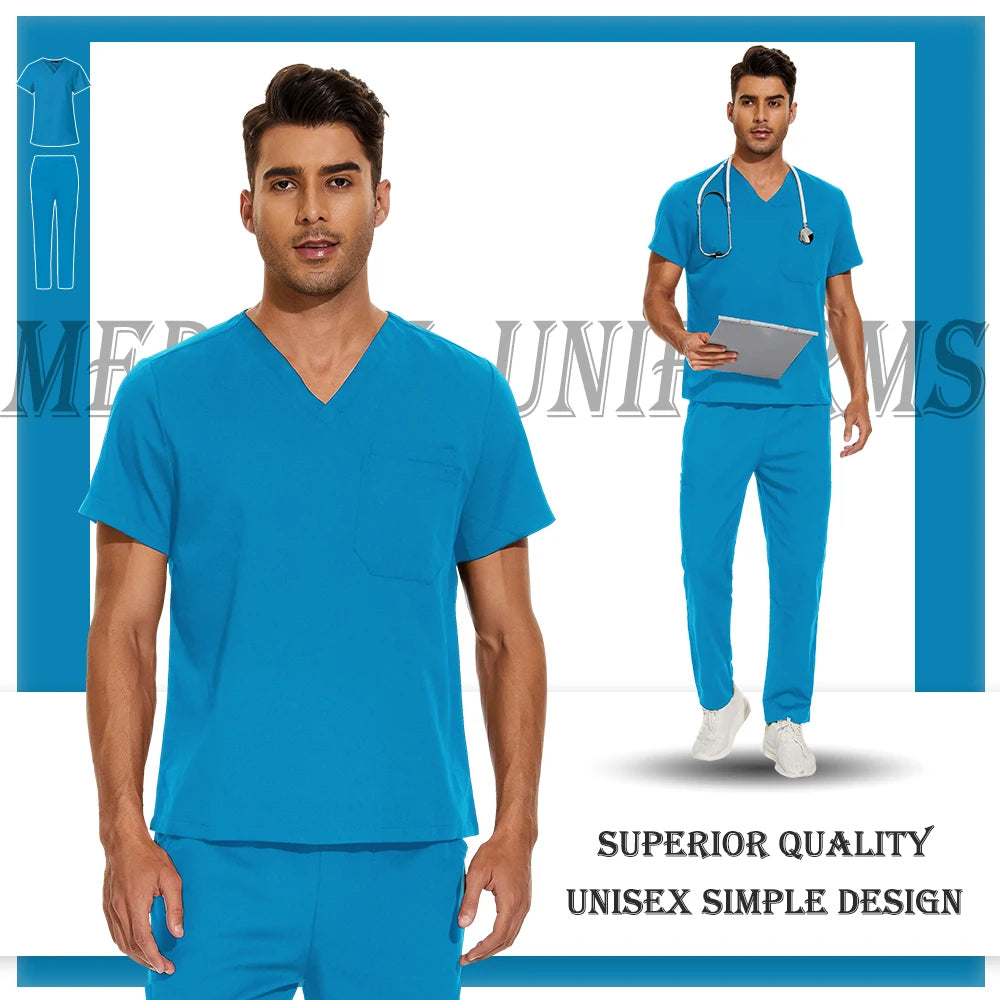 Nursing Scrubs Set High-quality Anti-Wrinkle Thick Medical Surgical Uniforms Hospital Tops Pants Doctor Nurse Uniforms Men Women