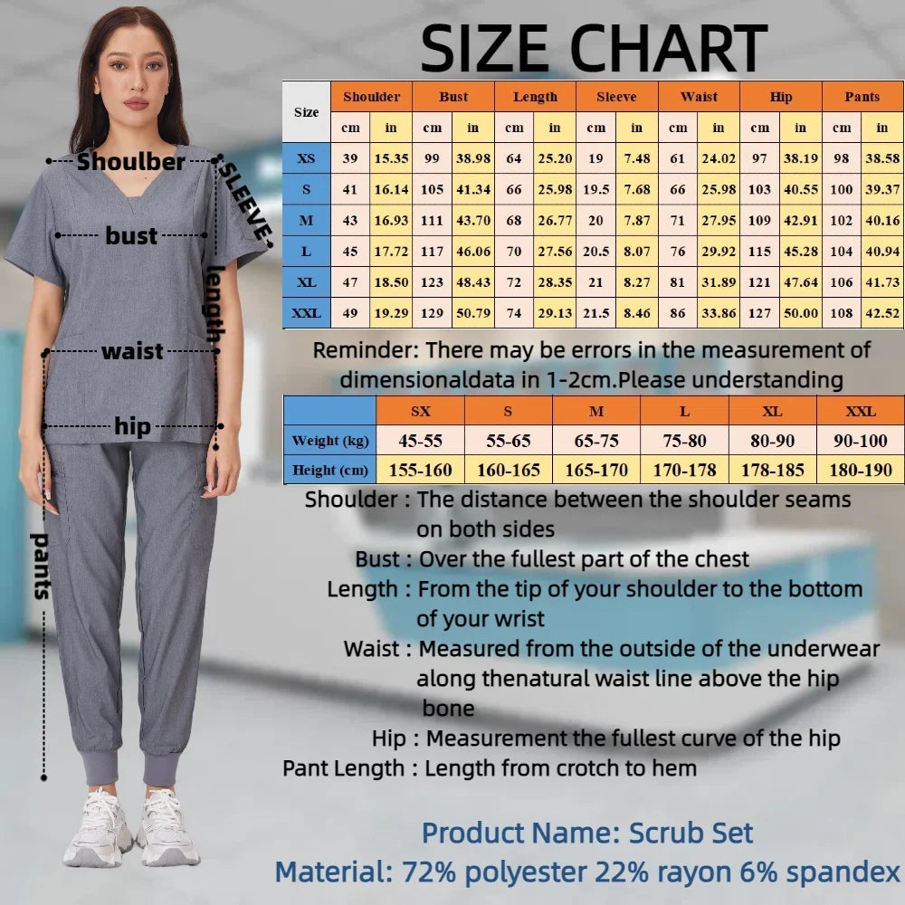 Surgical Uniforms Woman Scrub Set Medical Nurse Beauty Salon Workwear Clinical Scrubs Top Pants Spa Doctor Nursing Clinical Suit