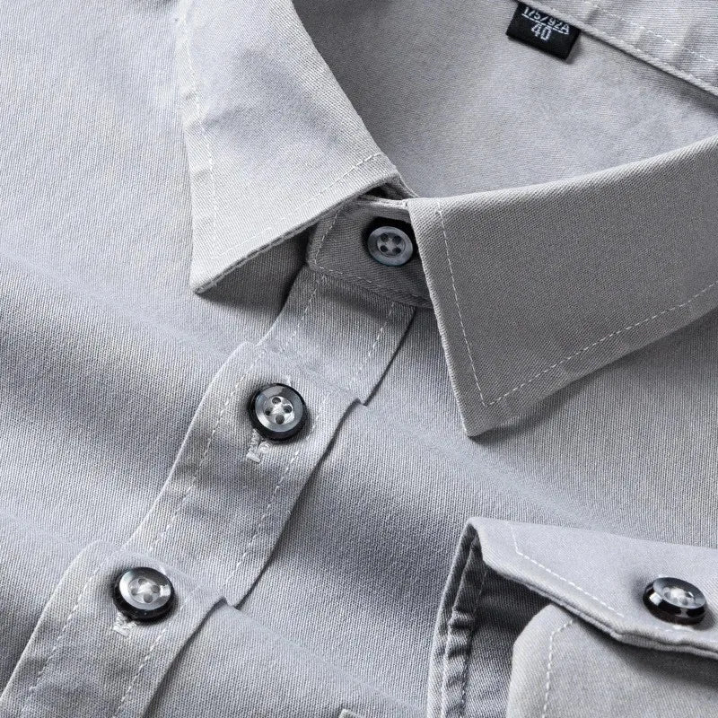 S-7XL New 100% Pure Cotton Men's Shirts Long Sleeves Solid Color Soft Regular Fit Casual Shirt Pocket Social Blouse Male Clothes