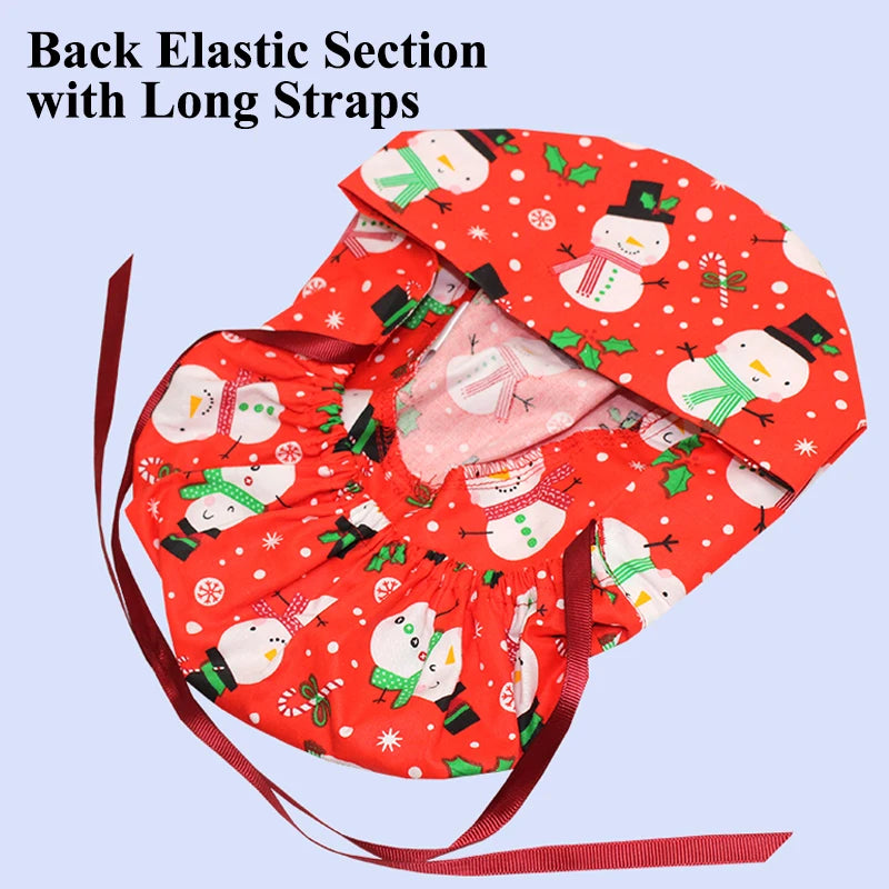Christmas Snowman Scrub Caps for Long Hair Cotton Surgical Hats Dental Nursing Caps Women Men Hospital Clinic Medical Caps C1093