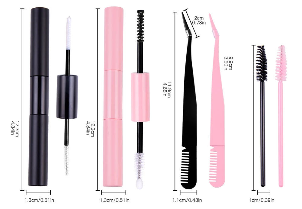 DIY Eyelash Extension Kit, 280 PCS Clusters Slender Stems, Super Fixed Mascara Brush Bond and Seal Eyelash Glue and Eyel