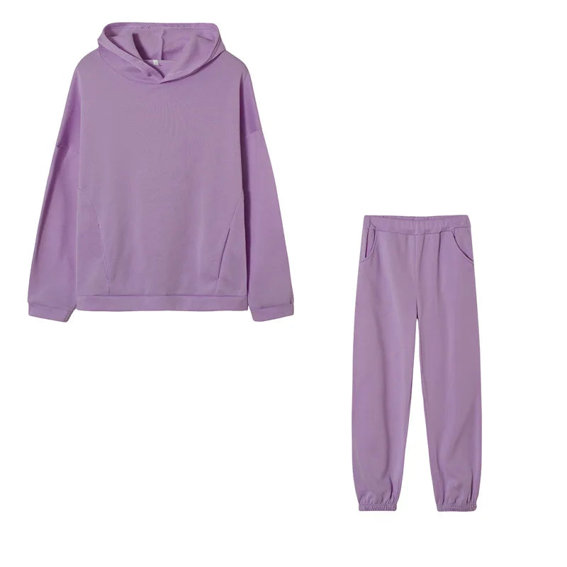 autumn tracksuit outfit set Women Two Piece Set hoodies Hooked Leisure Wide Leg Long Pants Sets Slim Fit Office Ladies Autumn