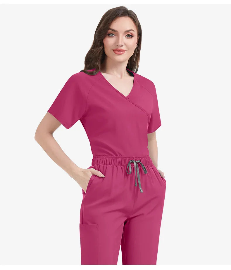 Slim Fit Women Scrubs Sets Hospital Medical Uniforms Nurses Accessories Dental Clinic Beauty Salon Spa Pet Lab Workwear Clothes
