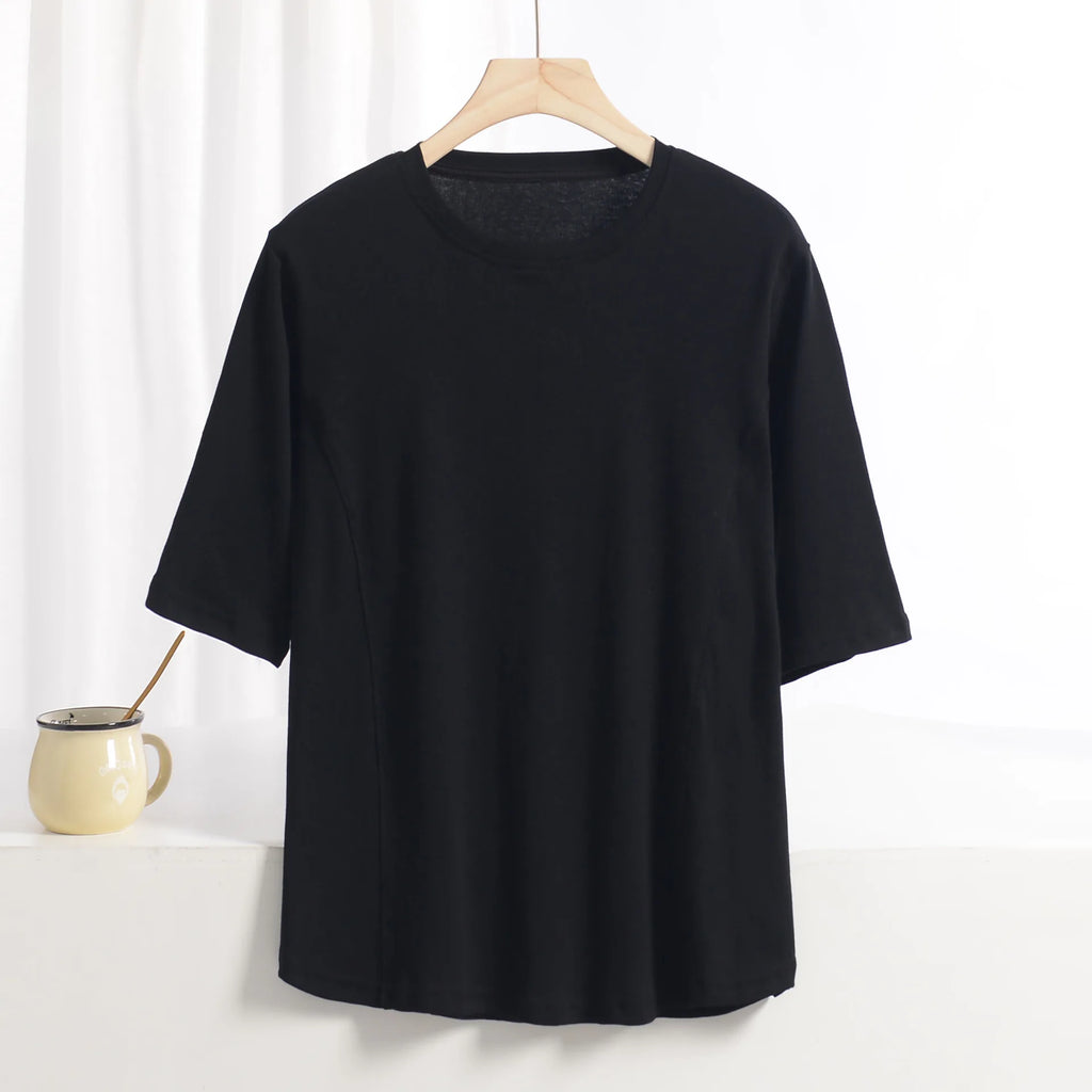 XL to 8XL plus size O-Neck Tshirts Women's basic T-shirt solid color half sleeves summer simple Tee Tops Bottoming Tees all mat