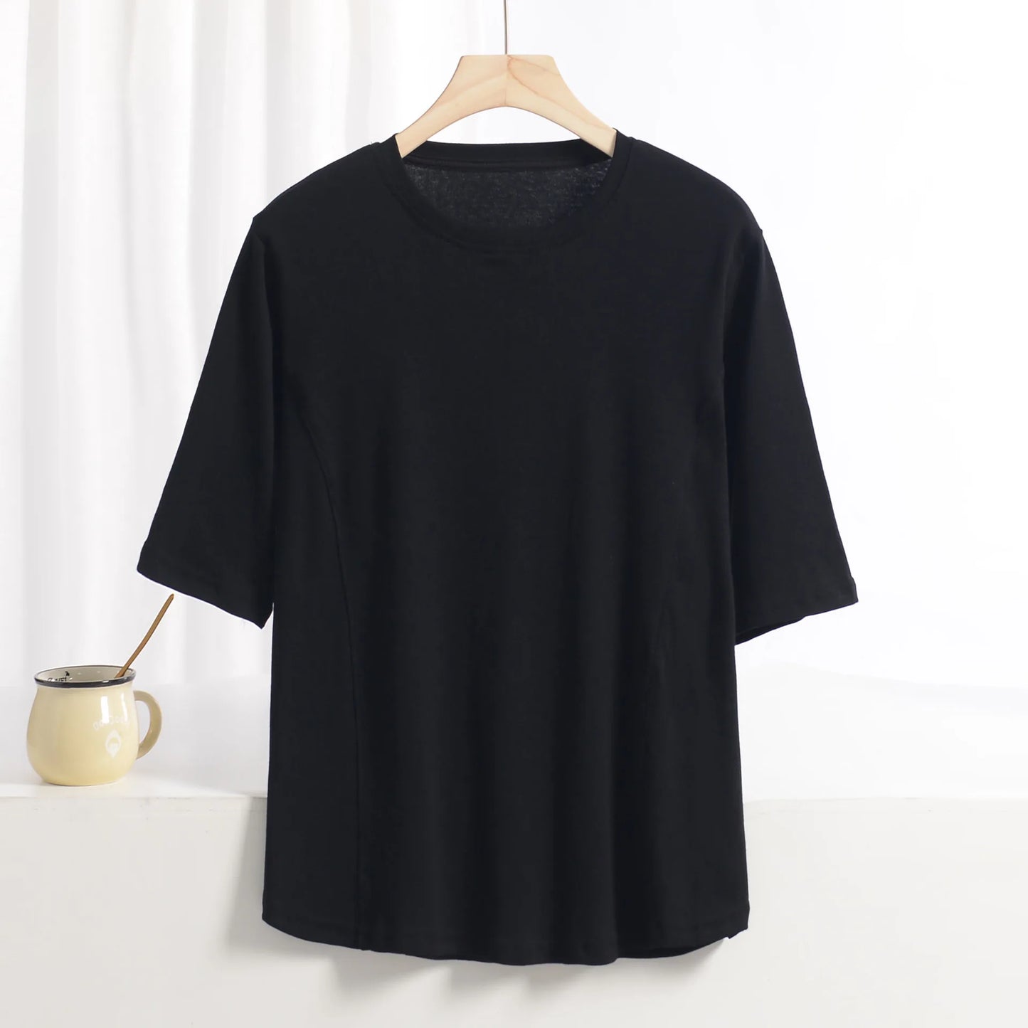 XL to 8XL plus size O-Neck Tshirts Women's basic T-shirt solid color half sleeves summer simple Tee Tops Bottoming Tees all mat