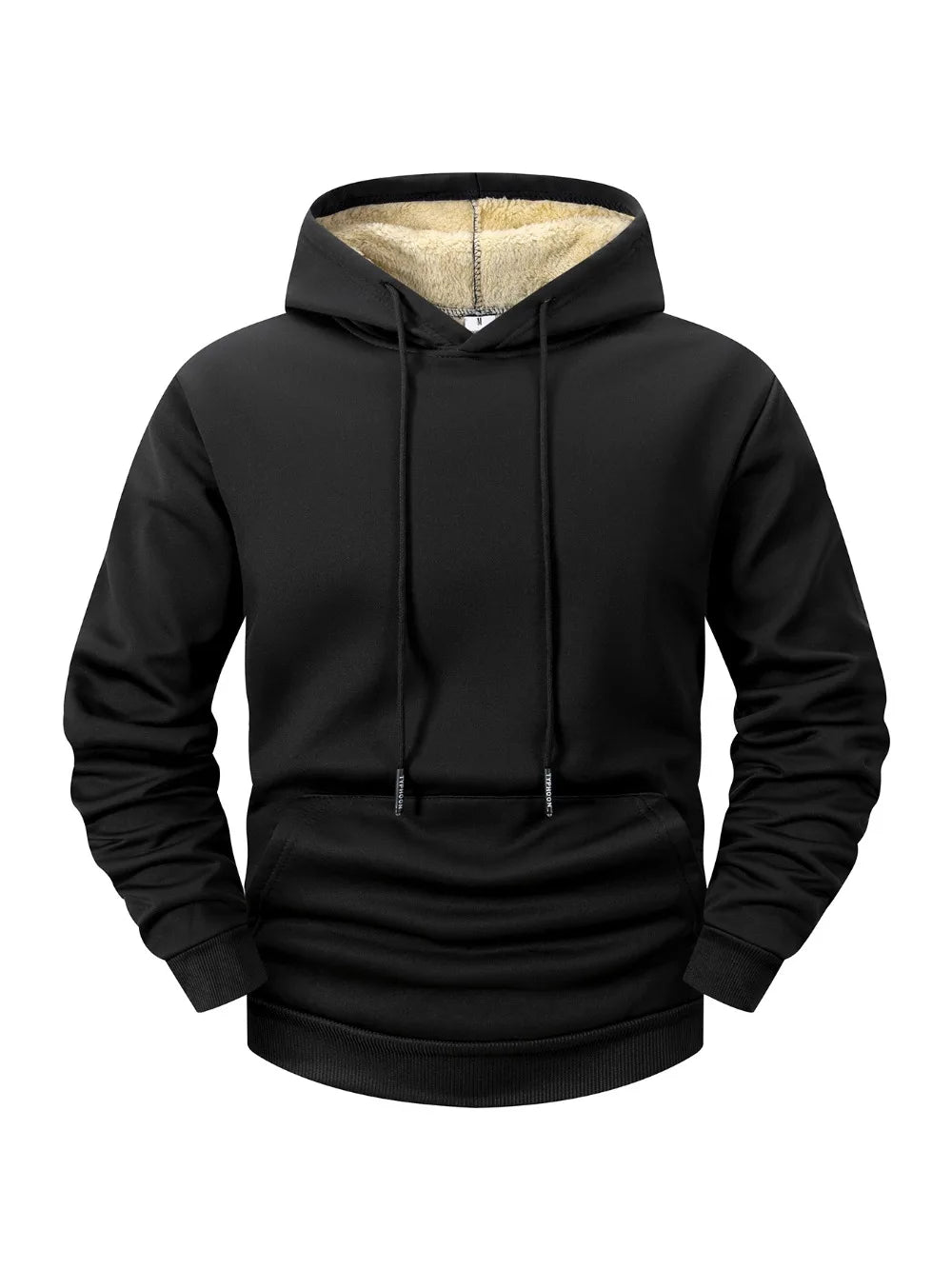 Winter Men's Fleece Hoodies Solid Color Casual Warm Long Sleeve Pullover New Crew Neck Hooded Sweatshirt Streetwear Men Clothing