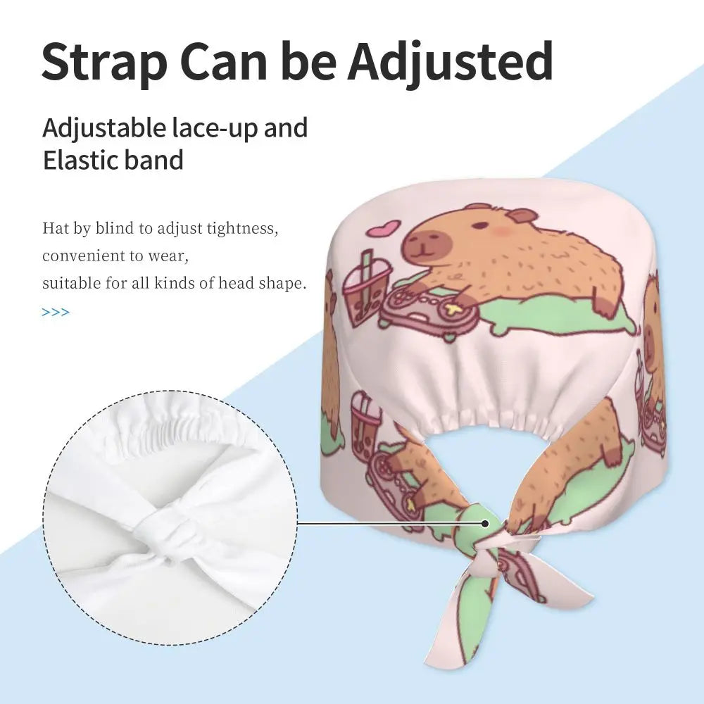 Custom Cartoon Capybara Medical Staff Scrubs Hat Women Men Comic Doctor Nursing Surgical Cap Scrub Caps