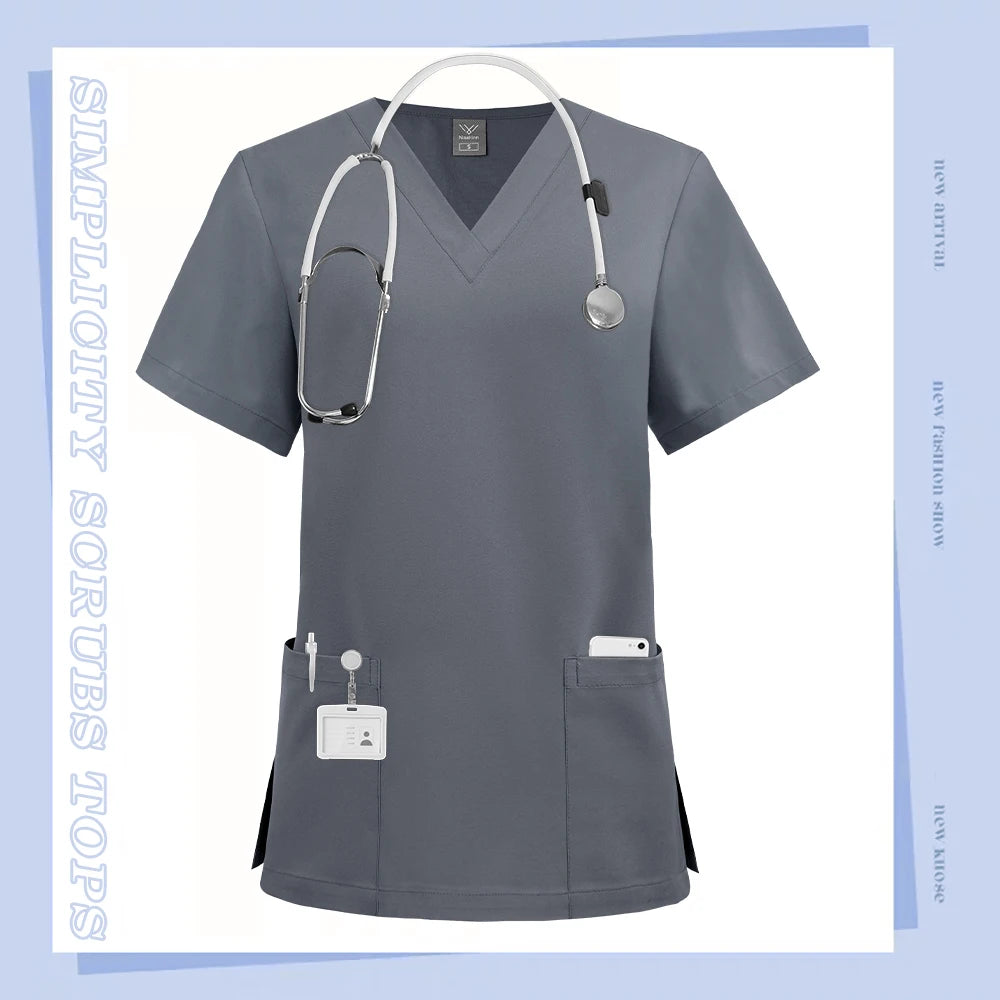 Wholesale Scrubs Top Medical Surgical Uniform Scrub Blouse Unisex Hospital Working Clothing Pharmacy Nurse Shirt Dental Workwear