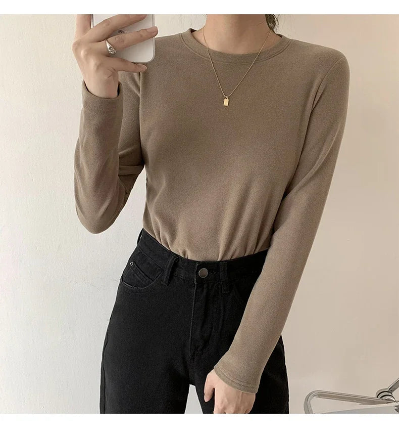 Winter Women Sweater T Shirt Women  Oversize T-Shirt Woman Clothes Female Tee Tops Pullover Long Sleeve Tube Knitted Tshirt Top