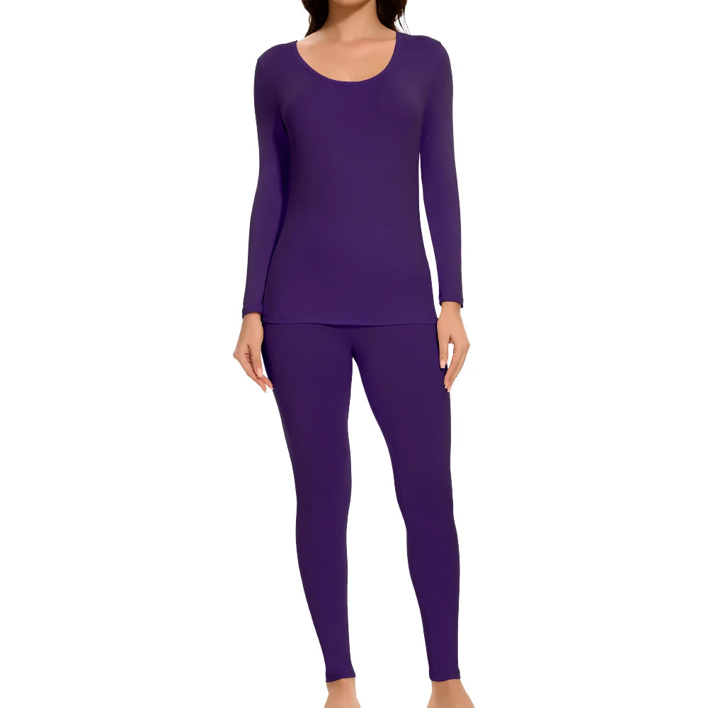 Plus Size Winter Thermal Underwear Suits Women's Long-Sleeved Tops Pants 2PCS Soft Comfortable Ladies Layer Clothing 6 Color