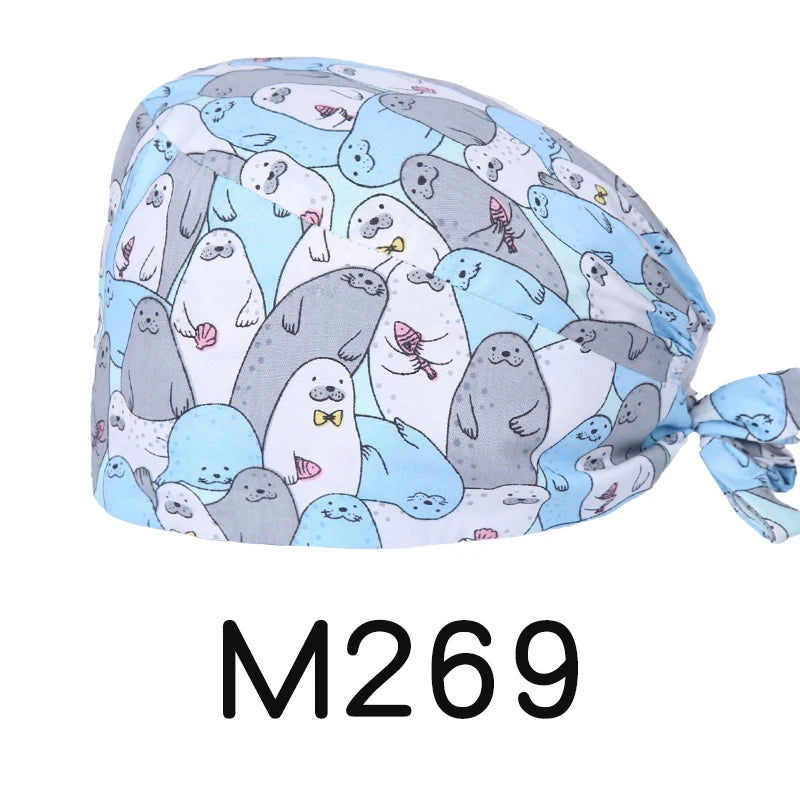 LONG HAIR Scrub Caps Surgical Medical Hats Cotton Nursing Caps Breathable Bouffant Healthcare Chef Pediatric Veterinary Hats M81