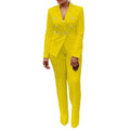 2Pcs/Set Chic Straight Office Blazer Pants Set Double Breasted Formal Pure Color Lapel Lady Blazer Trousers Suit Workwear