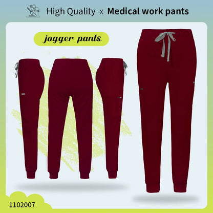 Solid Color Jogger Pants Stretch Medical Pants Dental Clinic Scrub Trousers Comfortable Veterinary Operating Room Scrubs Bottoms