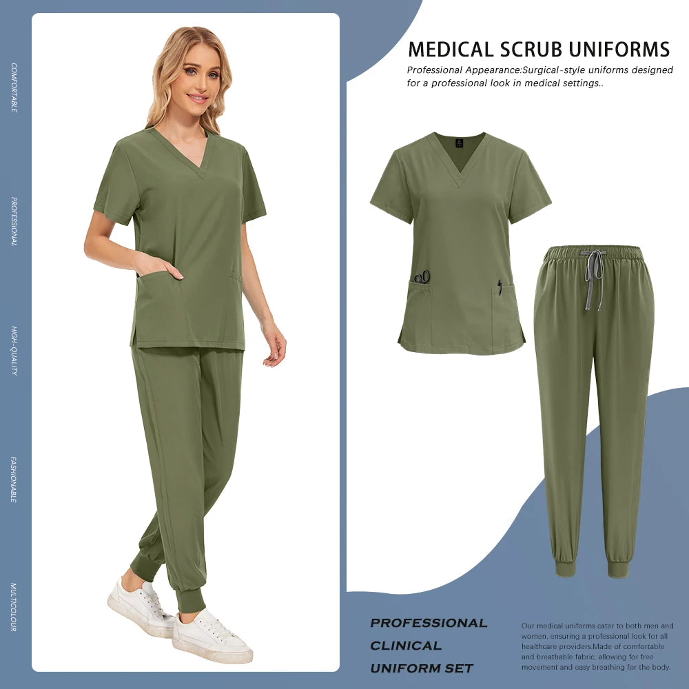 Scrubs Set Hospital Clinical Nurse Work Clothes Medical Surgical Uniforms Doctor Nursing Clothes Women Men Dentist Overalls Suit