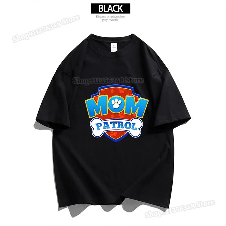 Cartoon Paw Patrols Dad Mum Graphic T Shirts for Men Women Couple Outfit Cotton Summer Clothes Short Sleeve Streetwear Tops Gift