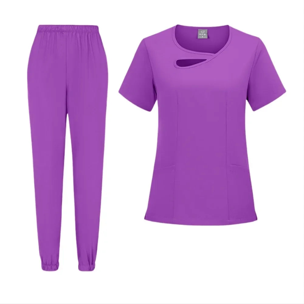 New Medical Doctor Nurse Surgical Uniforms Woman Scrub Set Beauty Salon Work Wear Clinical Scrubs Top-Pants Spa Nursing Tunic