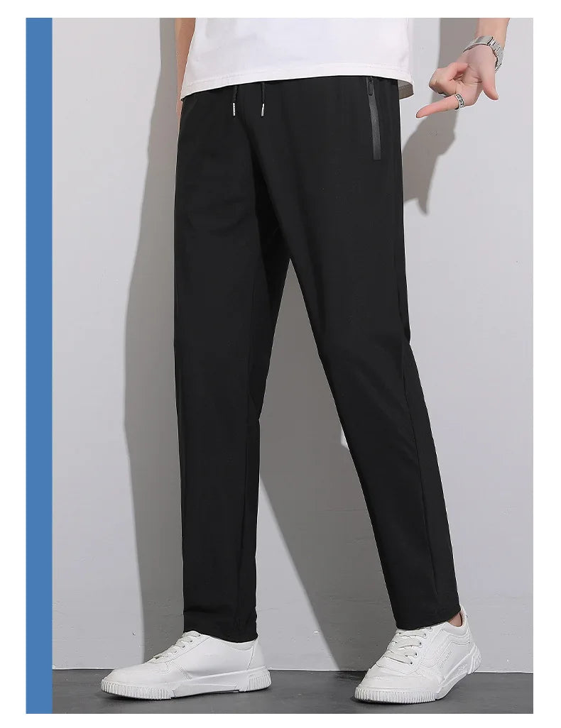Plus Size 8xl Men Sports Pants Quick-Drying Men'S Trousers Joggers Sportswear Solid Ice Silk Sweatpants Male Elastic