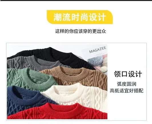 Winter Men's Sweater Men Clothing Striped Sweater Men Casual Streetwear Pullover O-Neck Sweaters Men