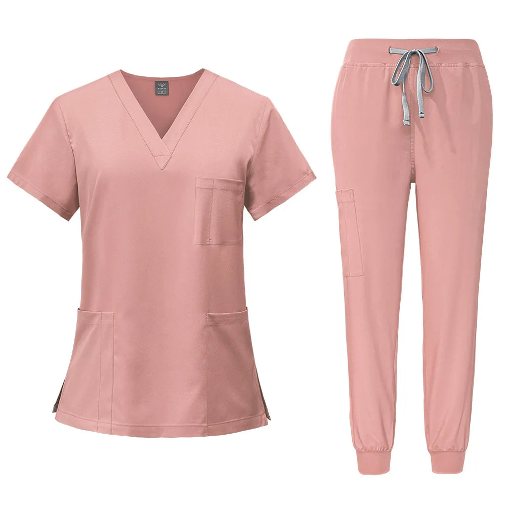 2025 Nurse Uniforms Men Medical Scrub Set Workwear Beauty Clothes Split Suit Short Sleeve Pocket Surgical Uniform Pet Dentist