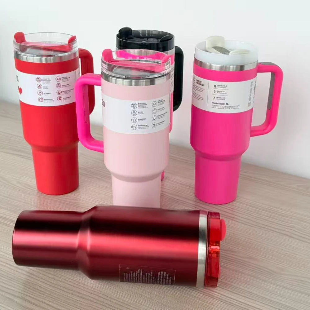 40oz Stainless Steel Vacuum Mug Double-Wall Insulated Travel Cup with Handle Straw Lid for Hot And Cold Beverages