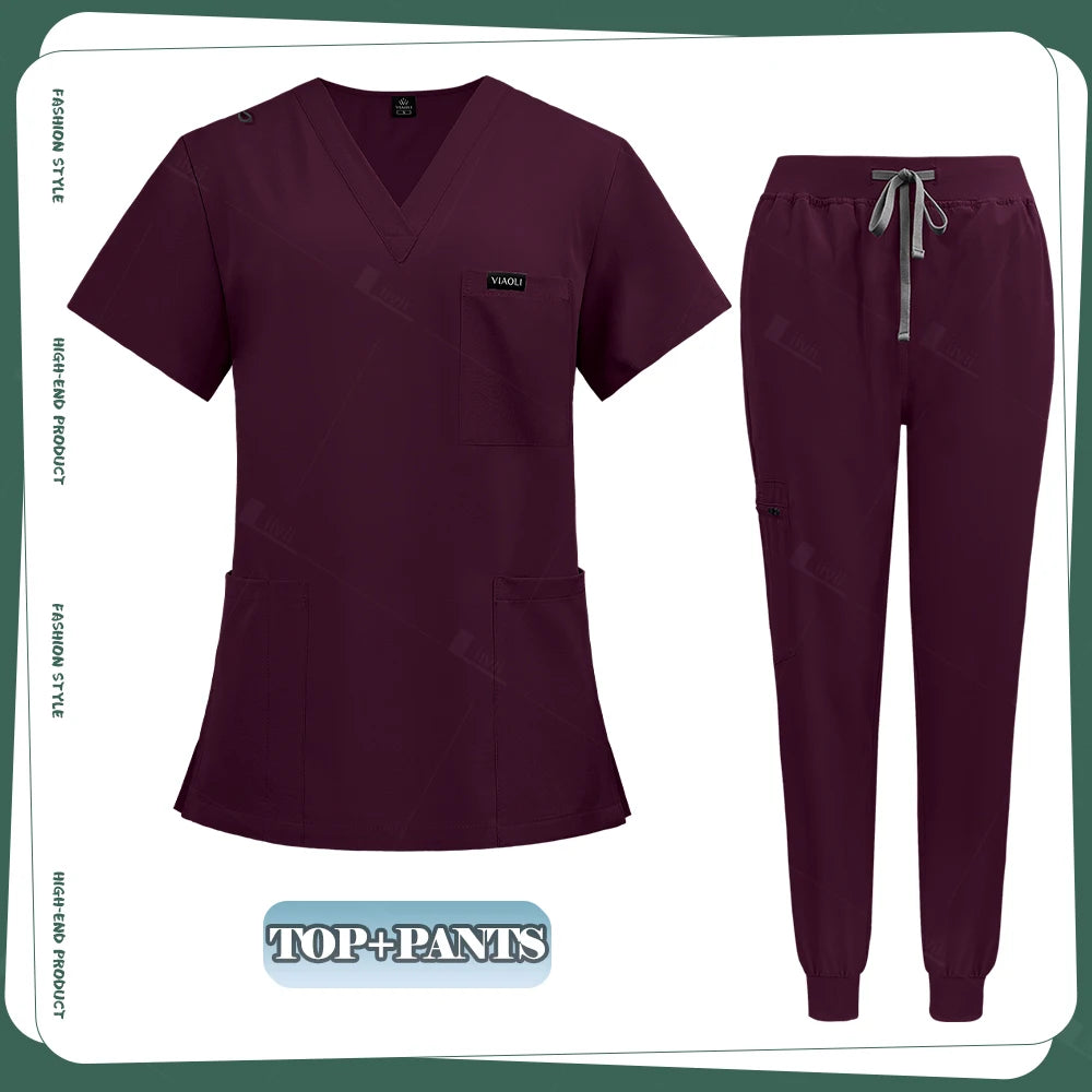 S-XXL Unisex Medical Uniforms Scrub Women Men Clinical Nursing Uniform Doctor Nurse Scrub Set Dentist Workwear Surgery Top Pants