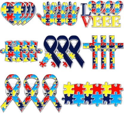 1 Pcs Autism Awareness Pin Autism Pins Lapel Pin Multi Color Autism Puzzle Piece Brooches Pins for Backpacks Sleeves Awareness
