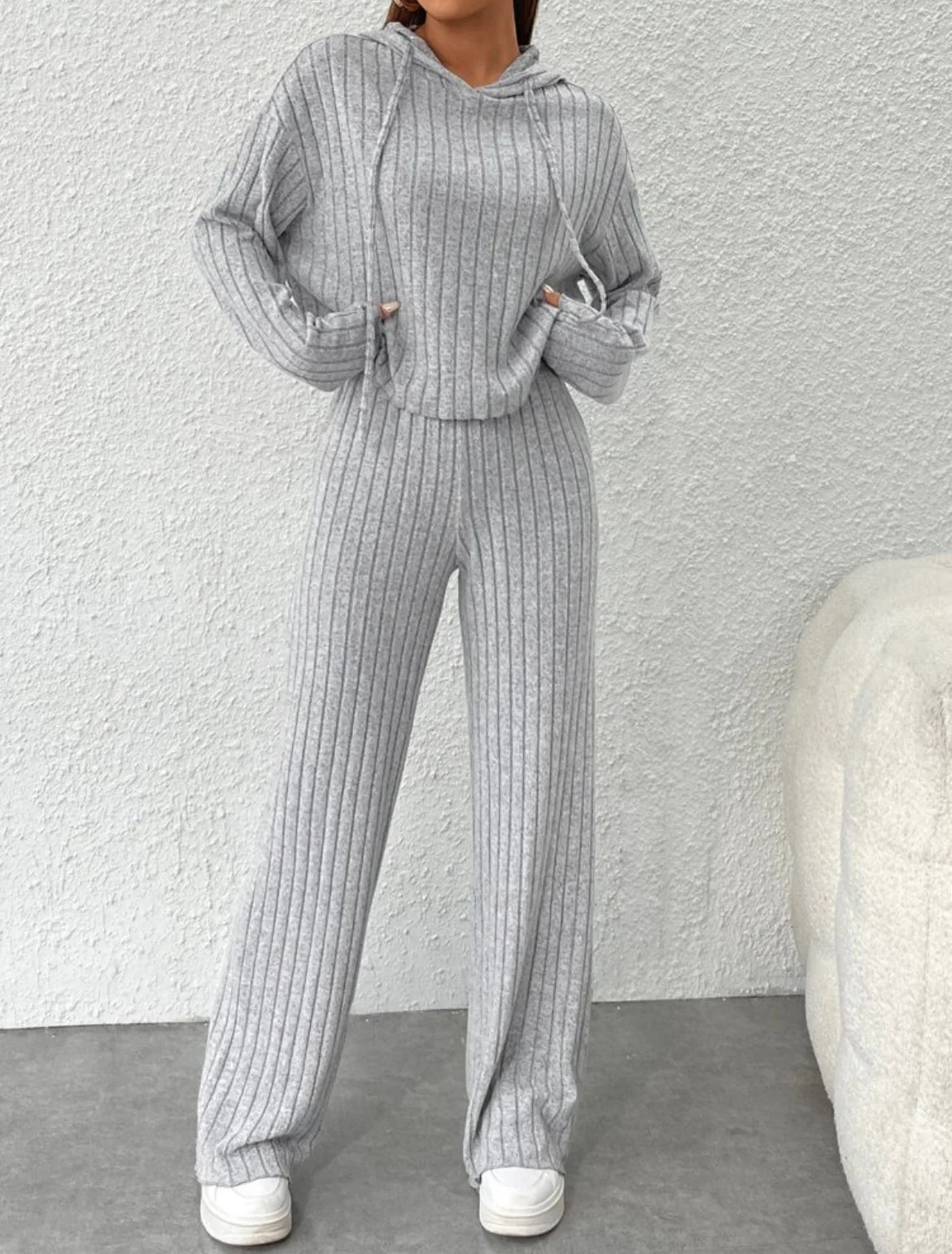 Fashion Long Sleeve Knitted Pant Sets Women Autumn Winter Home Casual Comfortable 2 Piece Sets Women Outfit  Two Piece Set