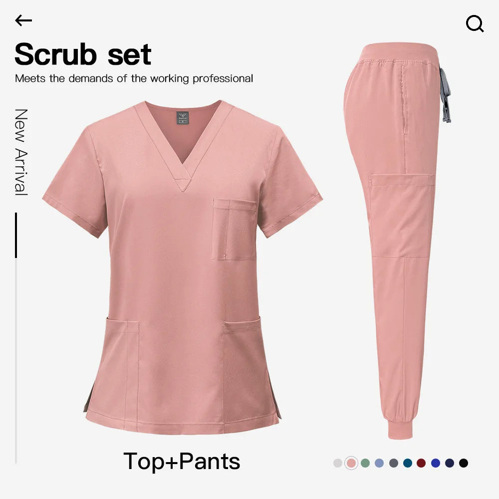 Medical Scrubs Bulk Order - Anti-Microbial Jogger Sets for Surgery/Dental/Vet/SPA/Pharmacy Multi-Pocket Workwear with Pen Slot
