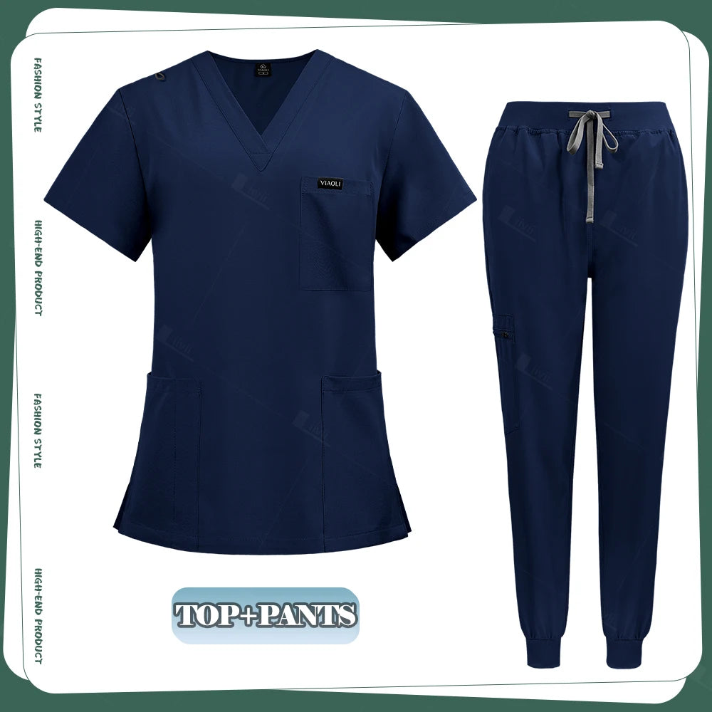 S-XXL Unisex Medical Uniforms Scrub Women Men Clinical Nursing Uniform Doctor Nurse Scrub Set Dentist Workwear Surgery Top Pants