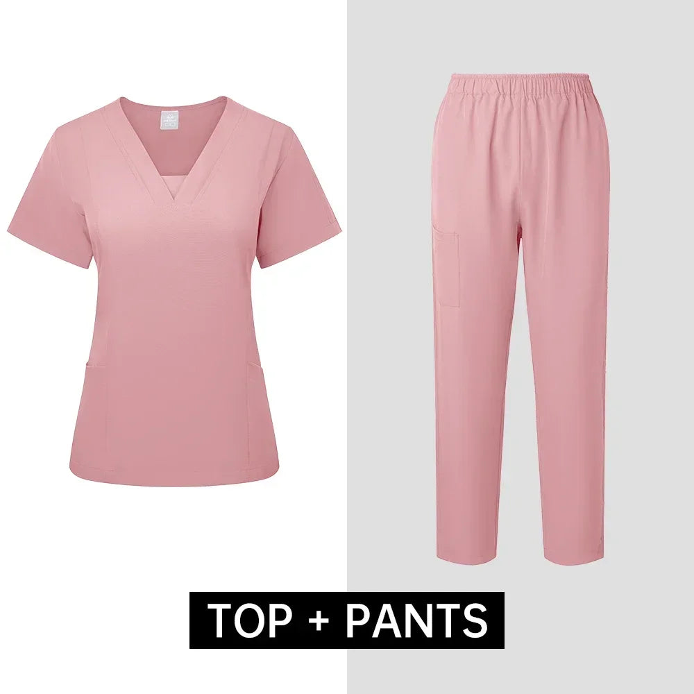Pet Grooming Institution Scrubs Set High Quality Spa Uniforms Unisex V-Neck Work Clothes Medical Suits Clothes Scrubs Tops Pants