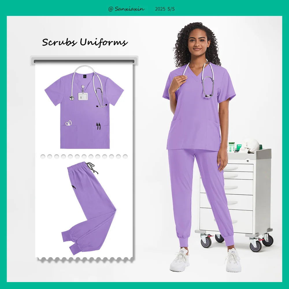 Hospital Scrubs Sets Doctor Nursing Uniform Suit for Male Female Dental Clinic Supplies Nurse Uniforms Women Medical Accessories