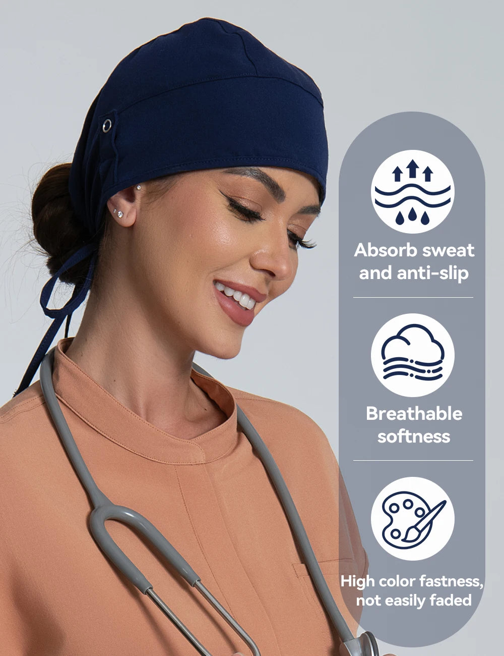 KUNGFU SCRUBS unisex scrubs cap sweat-absorbent surgical cap medical workcap nursing hats with elastic section