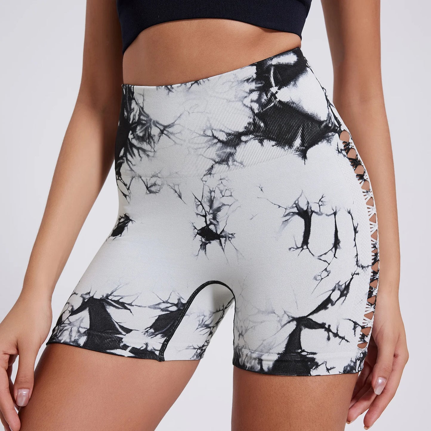 High Waist Lift Hip Elastic Women Leggings Casual Outdoors Running And Cycling Pants Yoga Workout Partial Tie-dye Sports Legging