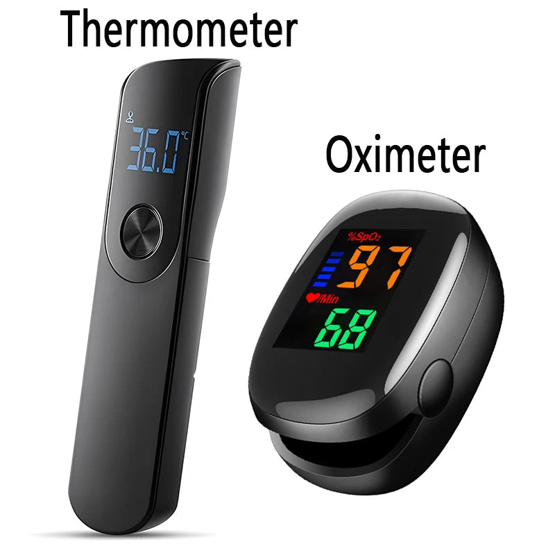 Medical Temperature Infrared Thermometer Forehead Digital Non-contact Thermomete or Finger Blood oxygen saturation Oximeter LED