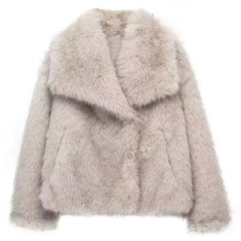 Winter Coats For Women Fashion New Faux Fur Long Sleeves Loose Coat Female Versatile High Street Women's Cardigan