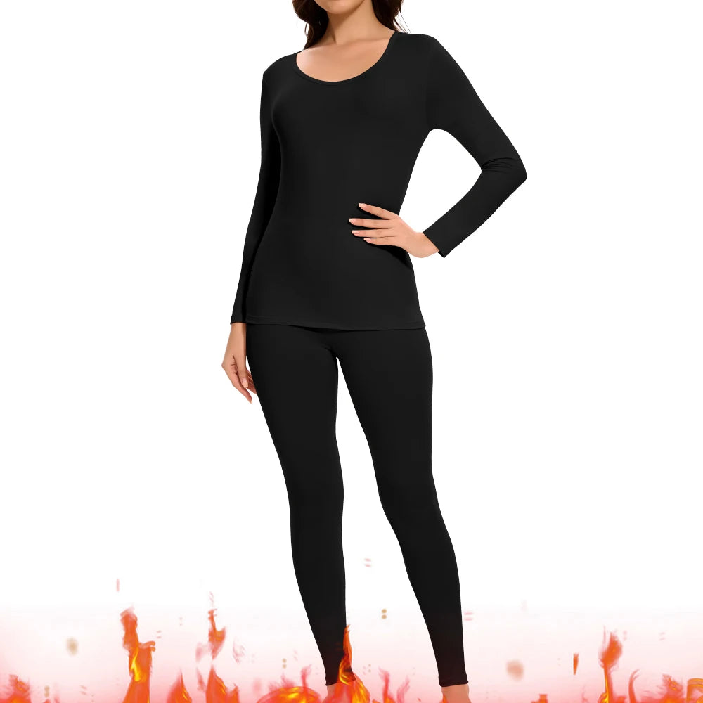 Plus Size Winter Thermal Underwear Suits Women's Long-Sleeved Tops Pants 2PCS Soft Comfortable Ladies Layer Clothing 6 Color