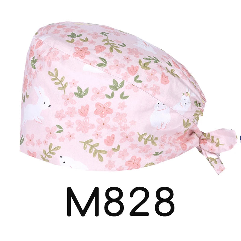 LONG HAIR Scrub Caps Surgical Medical Hats Cotton Nursing Caps Breathable Bouffant Healthcare Chef Pediatric Veterinary Hats M81