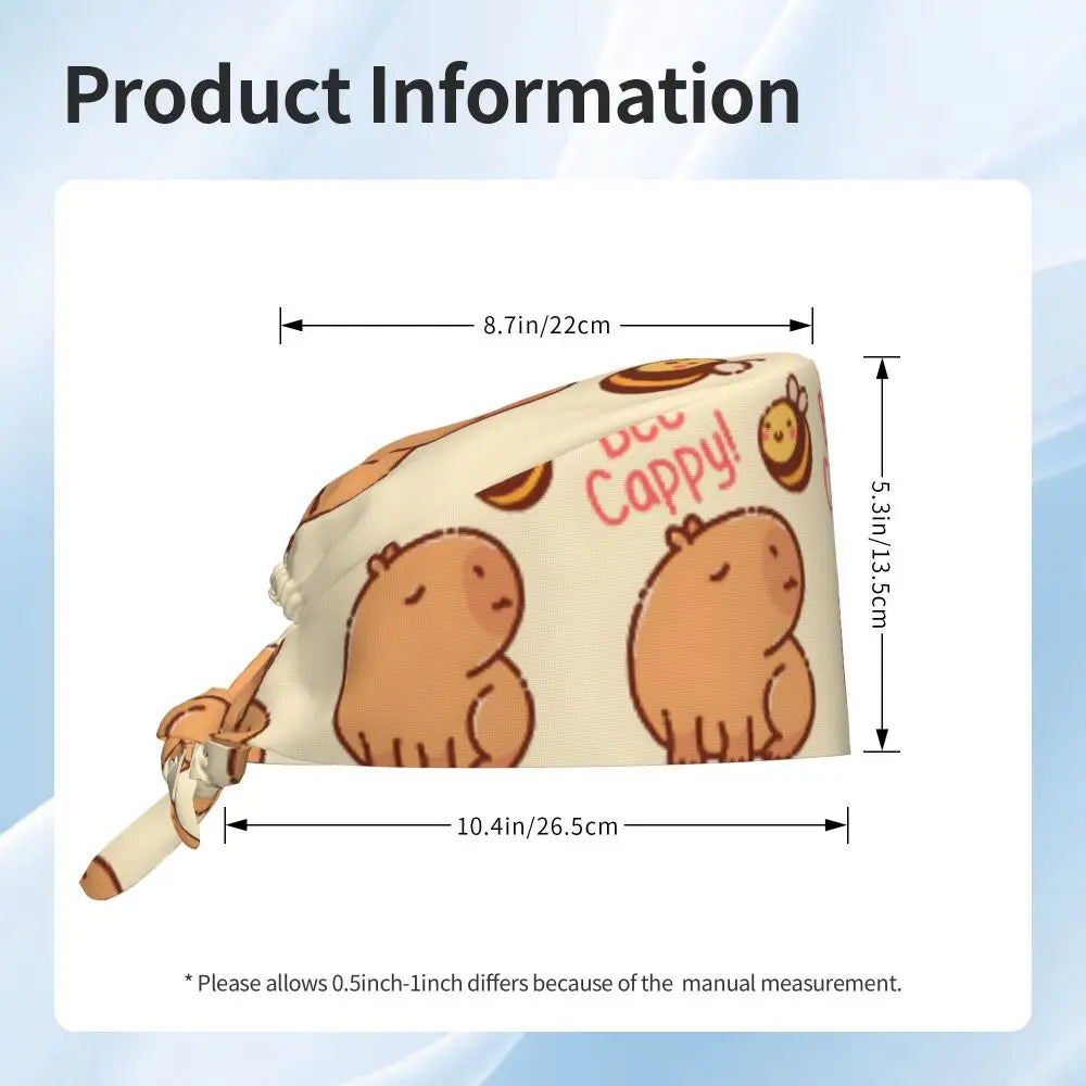 Custom Cartoon Capybara Medical Staff Scrubs Hat Women Men Comic Doctor Nursing Surgical Cap Scrub Caps