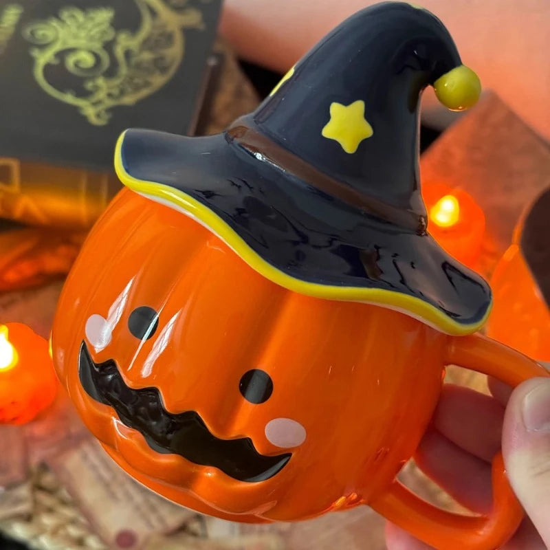 Creative Funny Pumpkin Water Cup High-looking Cute Cup Gift with Cover Christmas Mug Birthday Gift