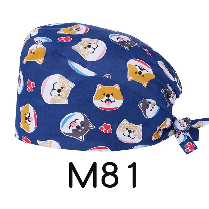 LONG HAIR Scrub Caps Surgical Medical Hats Cotton Nursing Caps Breathable Bouffant Healthcare Chef Pediatric Veterinary Hats M81